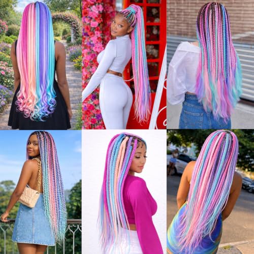 26 Inch Colorful Braiding Hair Extensions - Pre Stretched Rainbow Braid Hair Set - Variation of THIS listing
