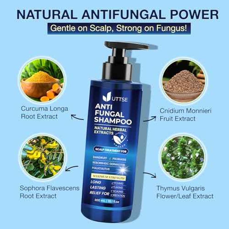 Anti-Fungal Shampoo for Scalp Psoriasis: Dandruff Shampoo for Folliculitis and Seborrheic Dermatitis - Relieves Itchy & Dry Scalp - 300 mL / 10.1 fl.oz