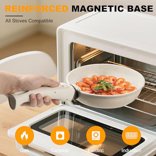 20PCS Non-Stick Ceramic Cookware Set with Detachable Handles - Oven & Induction Compatible