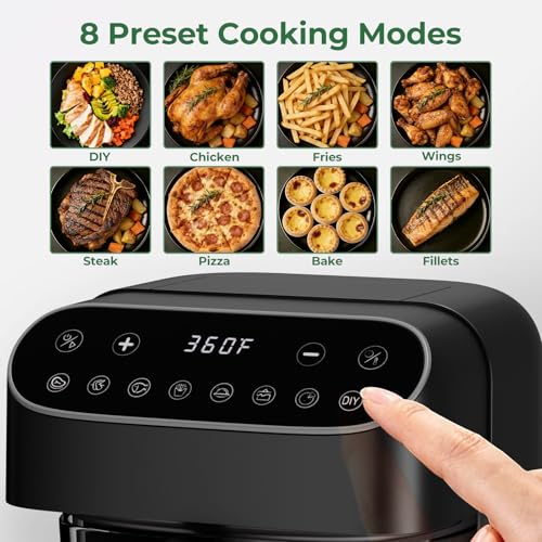 5 QT Glass Air Fryer with Digital Touch Control - Black