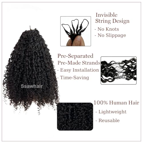 Ssawhair 20 Inch Kinky Curly Crochet Human Hair Extensions 60g 50 Strands