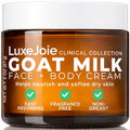 LuxeJoie Goat Milk Face & Body Cream, Fragrance Free Deep Moisturizer for Dry Sensitive Skin, Fast Absorbing Non-Greasy Hydration, 2 oz