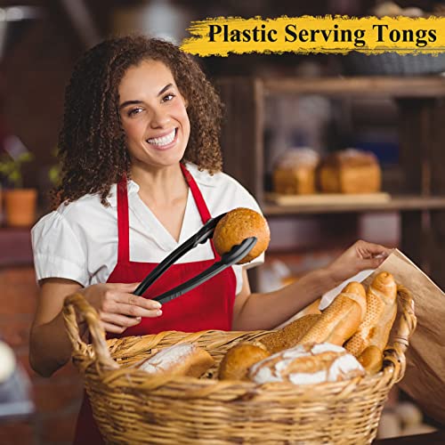 150 Pack Black Plastic Serving Tongs 9 Inch Disposable Kitchen Utensils