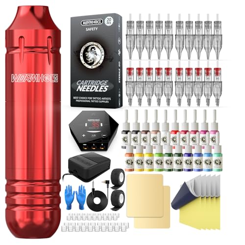 Beginner Tattoo Kit with Rotary Pen, 20 Colors & Needles – Practice Set