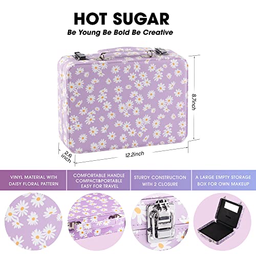 Hot Sugar Makeup Kit for Teenager Girls 10-12, All in One Beginner Makeup Kit for Women Full Kit, Teen makeup kit Cosmetic Gift Set on Birthday Christmas(Purple Daisy)