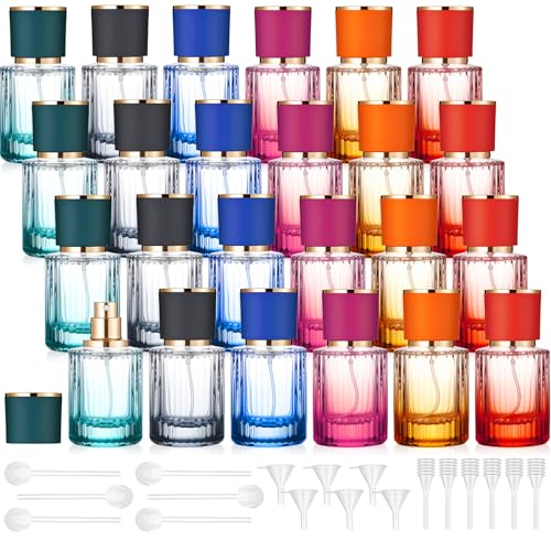 Teenyyou 24 Pack 50ml Refillable Perfume Bottles with Gradient Colors, Travel Size