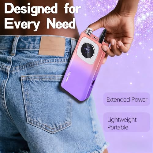 Cordless Professional Nail Drill - 45000RPM Electric Nail File with LED Display - Gradient Colorway