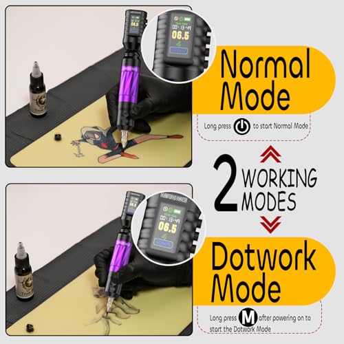 Purple Wireless Tattoo Gun Kit with Digital Display & 43pcs Supplies