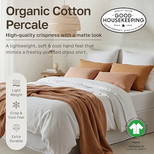 California Design Den 2-Pack Organic Cotton King Fitted Sheets - Bright White, 15-inch Deep Pockets