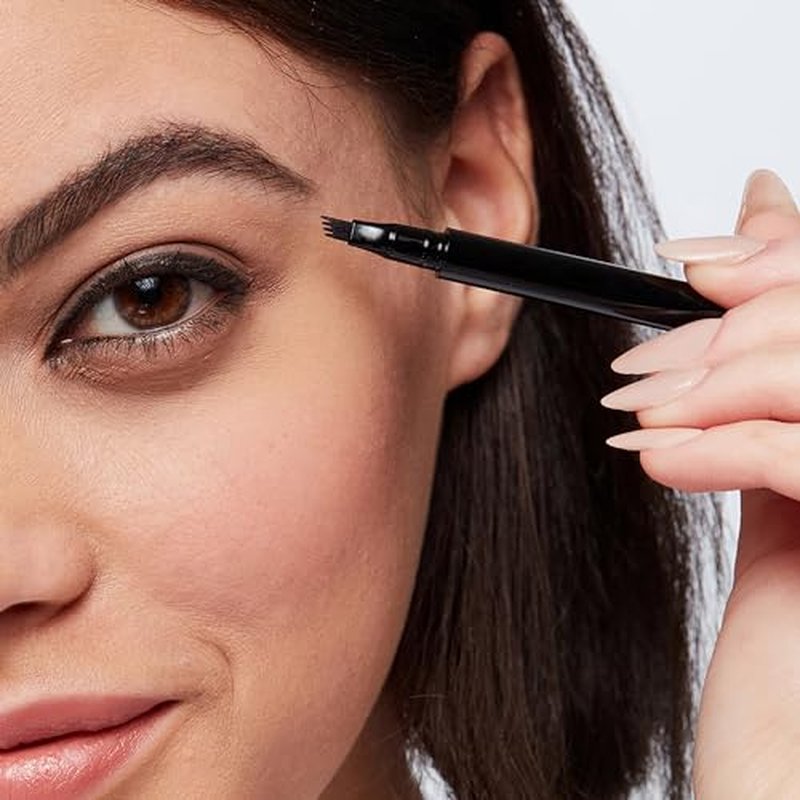 Arches & Halos Microblading Brow Shaping Pen - Fuller, More Defined Brow - Long-lasting, Smudge Resistant, Rich Color - Vegan and Cruelty-Free Makeup - Dark Brown - 0.026 oz