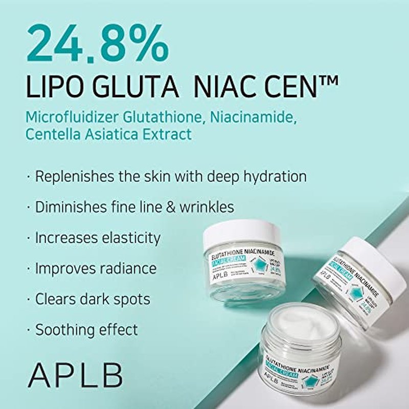 APLB Glutathione Niacinamide Facial Cream | LIPO GLUTA NIAC CEN¢â 24.8% 1.86 FL.OZ/Korean Skincare, Deep hydration, Niacinamide, Improve skin elasticity, Improve skin texture