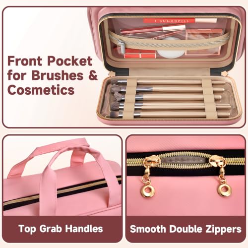 Travel Toiletry Bag for Women - Pink Medium Waterproof Hanging Organizer