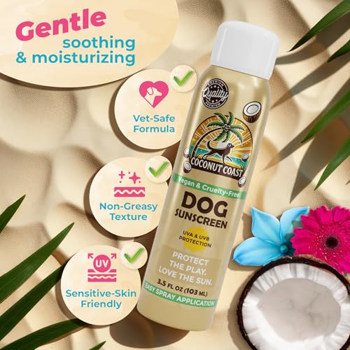 Dog Sunscreen SPF 30+ Natural Mist with Vitamin E Aloe for Sensitive & White Coats