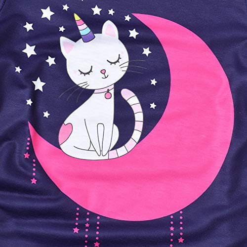 Kids Unicorn Pajamas Set - Matching Dolls & Girls Sleepwear for 10-11 Years Cat Moon Variation