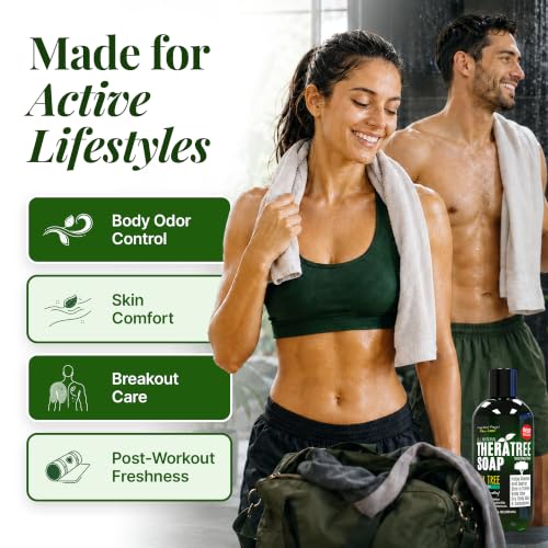 Oleavine TheraTree Tea Tree Oil Body & Foot Wash 12oz Pack of 2 - Refreshing Mint Formula