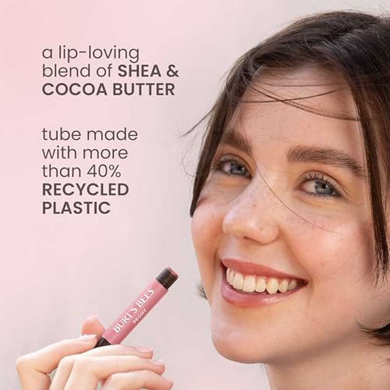 Burt's Bees Shimmer Lip Tint Stocking Stuffers Set, Tinted Lip Balm, Moisturizing for All Day Hydration with Natural Glowy Pigmented Finish & Buildable Color, Kissable Color, Warm Collection (3-Pack)