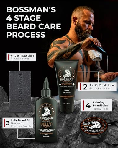 Bossman Essentials Beard Kit for Men - Magic Scent - 3-Piece Grooming Set - Variation of B. Essentials Kit Magic