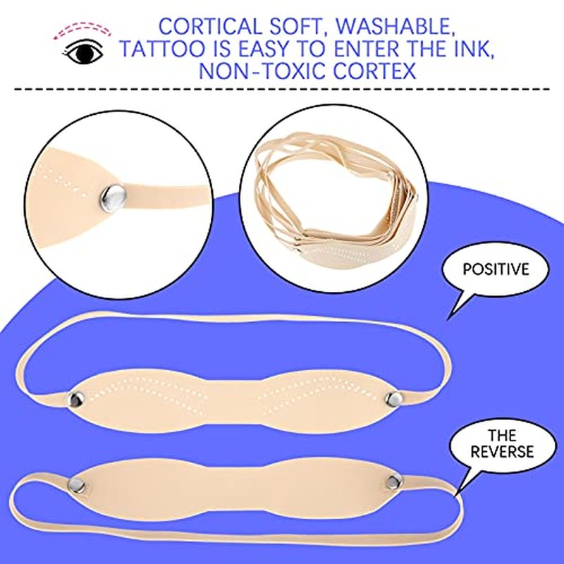 Maitys 20 Pieces Microblading Blading Fake Skin Silicone Eyebrow Tattoo Practice Micro-blading Fake Skin Headband for Beginners Tattoo Eyebrow Practice Design(Dotted Line,White Dotted Line)