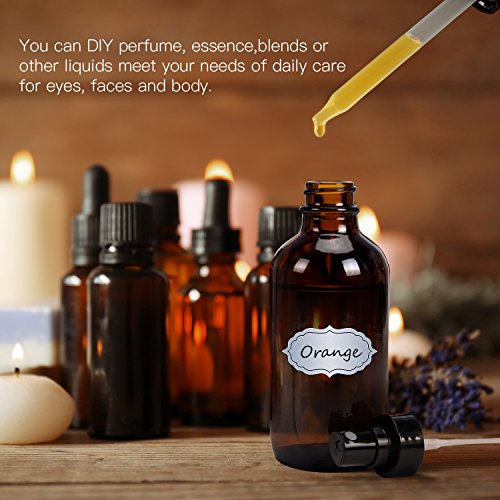 Amber Glass Spray Bottles 4oz - Brown Refillable Set of 16 with Labels - Variation: Amber-1