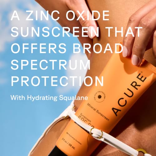 Acure Mineral Sunscreen SPF 50 - 3 Fl Oz Travel Size Non Toxic Face & Body