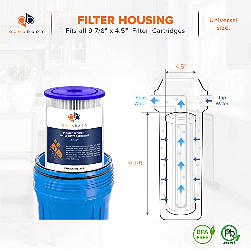 Aquaboon 5 Micron 10x4.5 Pleated Sediment Water Filter Cartridge 10-Pack - Whole House Filtration