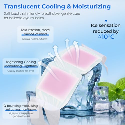 Hydrogel Self Cooling Eye Mask,Cold Eye Mask for Puffy & Burning Eyes,Cold Compress for Fast Relief with Fatigue and Headaches, Individually Wrapped Cool Care Travel Essentials,32 Packs