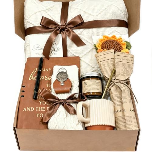 Self Care Gift Basket for Women with Cozy Blanket & Spa Items - Birthday & Get Well Gifts