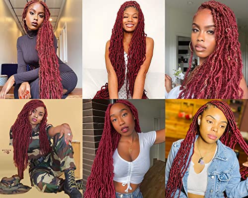 Faux Locs Crochet Hair Burgundy 20 Inch - 7 Pack Soft Locs for Women