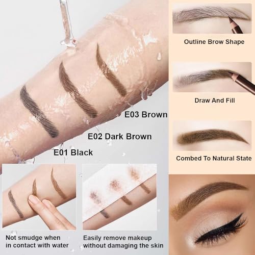 12Pcs Light Brown Eyebrow Pencils for Women, Wooden Hard-Core Eyebrow and Eyeliner Pencil, Long Lasting Waterproof and Sweat-Proof, Beginner Makeup Brow Pencil (Light Brown)