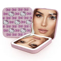 Impressions Vanity Hello Kitty Rows of Bows LED Compact Mirror with Artwork Design and 2X Magnified Purse Mirror, Makeup Mirror with Soft Touch Sensor, Portable Design and Adjustable Brightness(Pink)