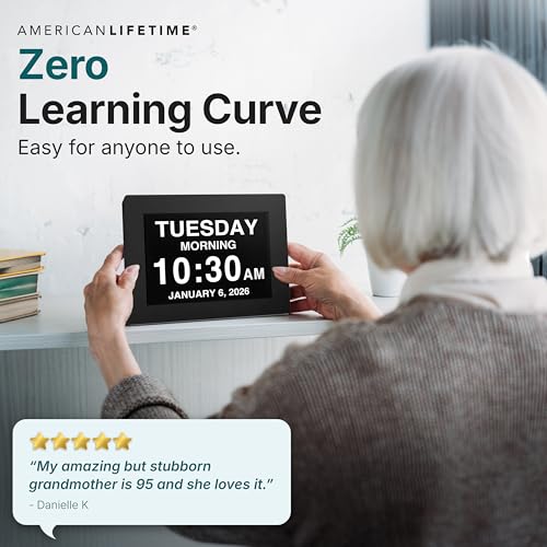 American Lifetime 12-Inch Extra Large Digital Alarm Clock for Seniors in Black
