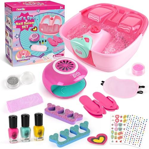 Kids Spa Day Kit For Girls, Spa Kit For Girls Ages 8-10-12, Kids Foot Spa Manicure Pedicure, Girls Pedicure Spa Kit For Kids With Kids Spa Set For Girls Christmas Birthday Gift