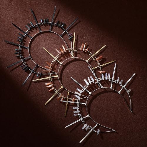 Silver Sword Headband - Gothic Halo Crown for Cosplay & Medieval Costumes