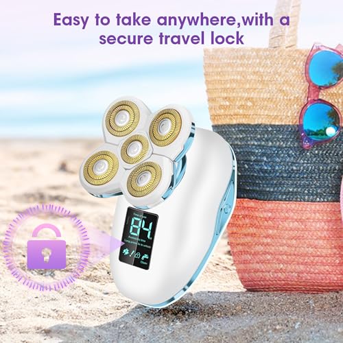 Electric Razors for Women Legs 5D:Magnetic Shaver Heads Waterproof Rechargeable Shaver Multi-Use for Hair Removal on Legs Bikini Body-Blue