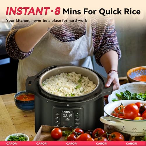 12-in-1 Electric Pressure Cooker 8 Qt - Stainless Steel, Black, with Recipe