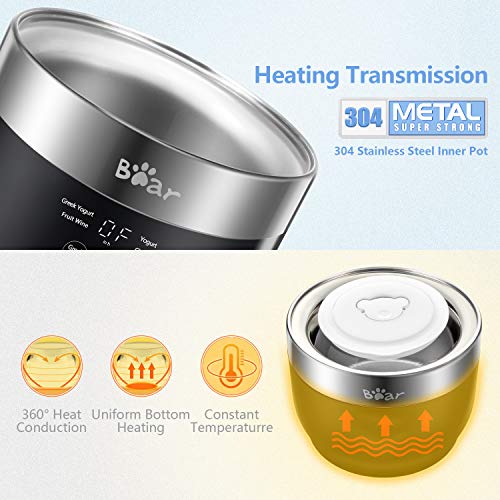 Bear Yogurt Maker Machine with Strainer & Timer Control - 2 x 33.8 oz