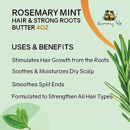 Sunny Isle Rosemary Mint Hair & Strong Roots Butter 4 oz - Biotin, Jamaican Black Castor Oil