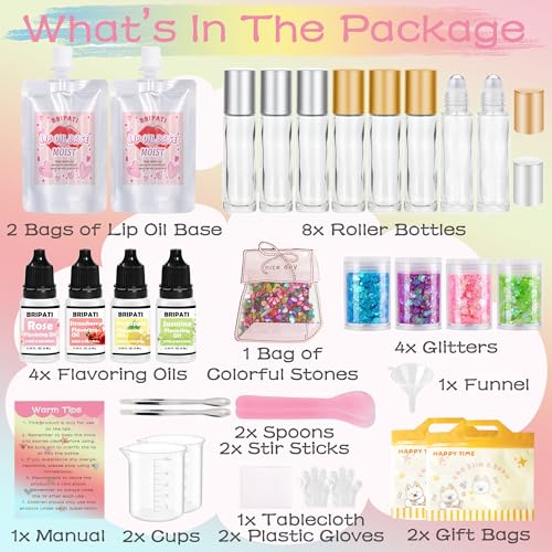 Pink DIY Lip Gloss Making Kit with Roller Bottles & Accessories