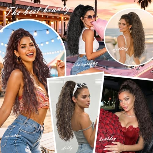 Black 26 Inch Curly Ponytail Extension with Claw Clip - Natural Look