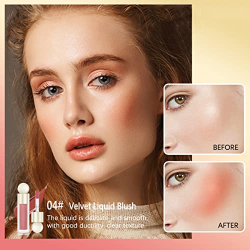 Liquid Blush, Matte Liquid Cream Makeup Dual Use for Cheeks and Lips, Long-Lasting, Smudge Proof, Moisturizing Face Blush Stick for Cheek, Pink Lip gloss for Girl