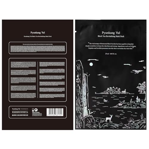 Revitalizing Black Tea Face Mask Pack with Collagen & Shea Butter - Deep Moisturizing Korean Facial Sheet 25ml x 10
