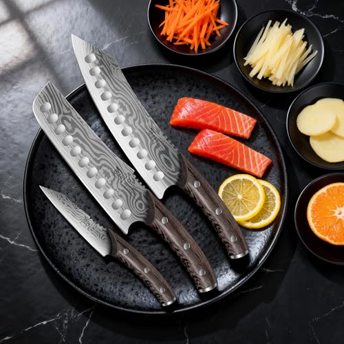 Japanese Style Chef Knife Set - 3-Piece Kitchen Knives with German Steel & FSC Handle