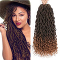18 Inch Faux Locs Crochet Hair - Pack of 8 Pre-Looped Goddess Locs with Curly Ends for Black Women - T30#