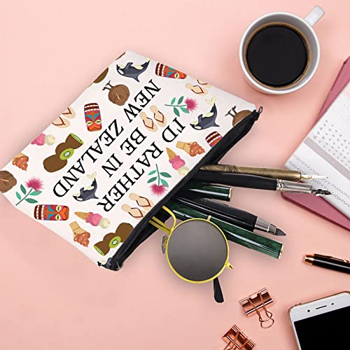 XYANFA New Zealand Gifts For Women - Travel & Makeup Bag (I'd Rather Be In New Zealand)