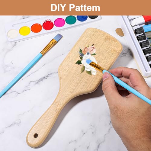 Square Bamboo Hair Brush - Natural Wooden Paddle Brush for Scalp Massage & Hair Care