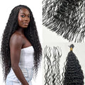 Pre-Divided Deep Wave Human Hair Extensions for Boho Braids - 16 Inch, 160 Roots, Natural Color