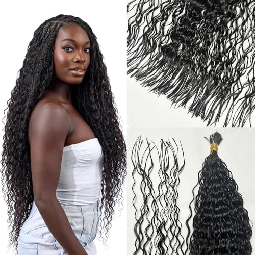 Pre-Divided Deep Wave Human Hair Extensions for Boho Braids - 16 Inch, 160 Roots, Natural Color