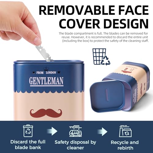 Razor Disposal Container + 500 Single Edge Razor Blades, for Barbershops and Home Use, for Frequent Blade Replacement and Safe Storage Blades