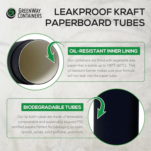 GreenWay 0.15oz Refillable Kraft Lip Balm Tubes - 25 Brown Pack, Eco-Friendly
