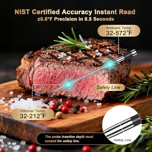 TASTYTI 800FT Wireless Bluetooth Meat Thermometer for Grill & Smoker